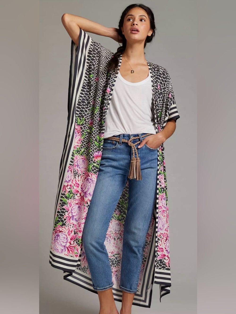 Anthropologie Mila Printed Duster Kimono One Size